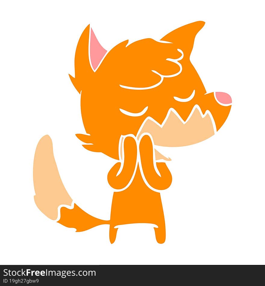 friendly flat color style cartoon fox