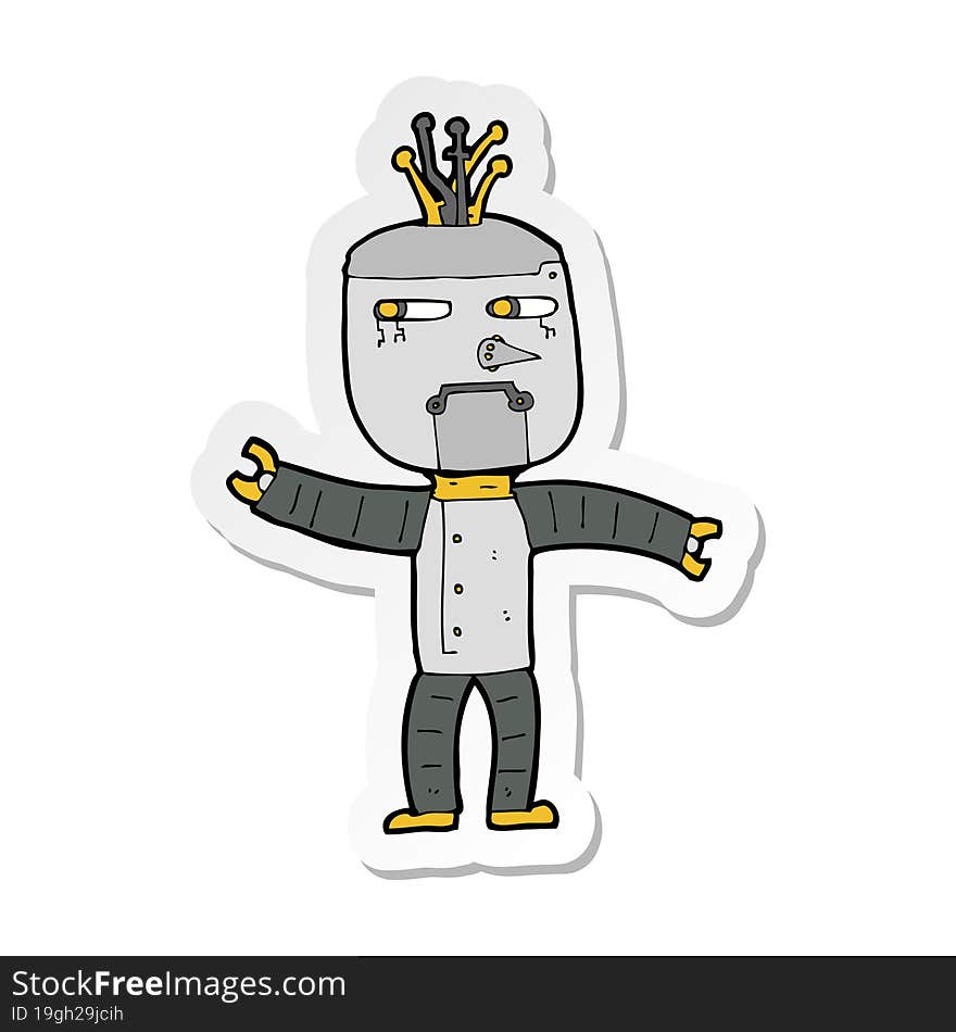 Sticker Of A Cartoon Robot