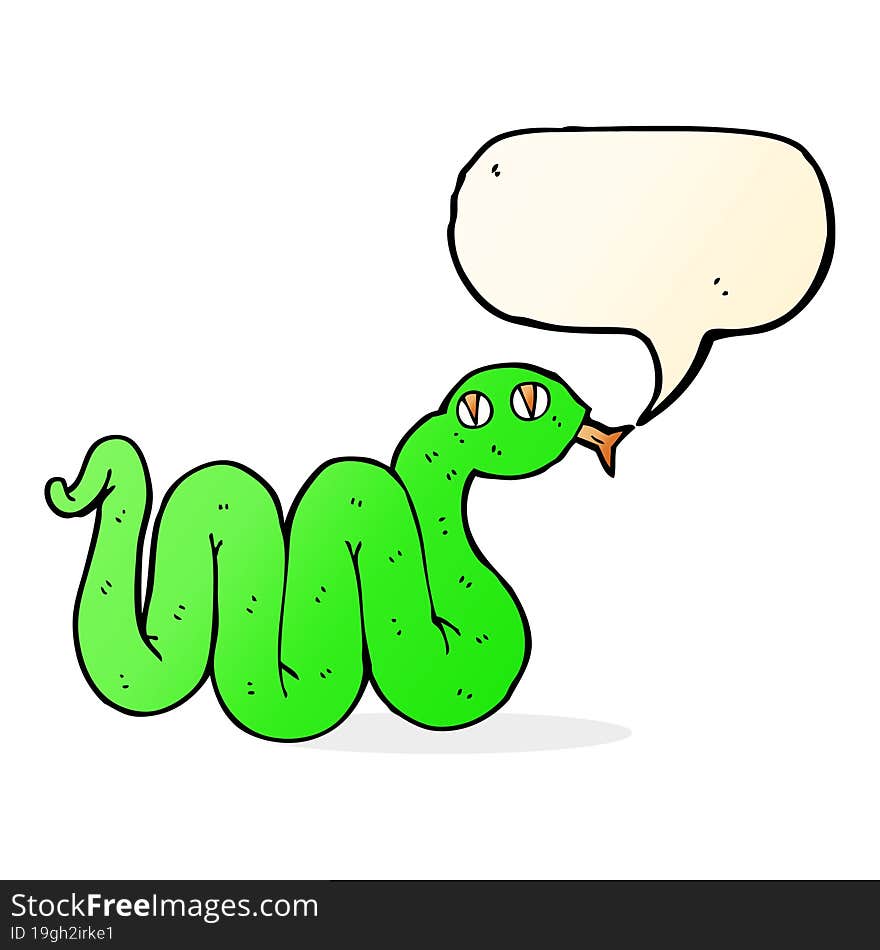 funny cartoon snake with speech bubble