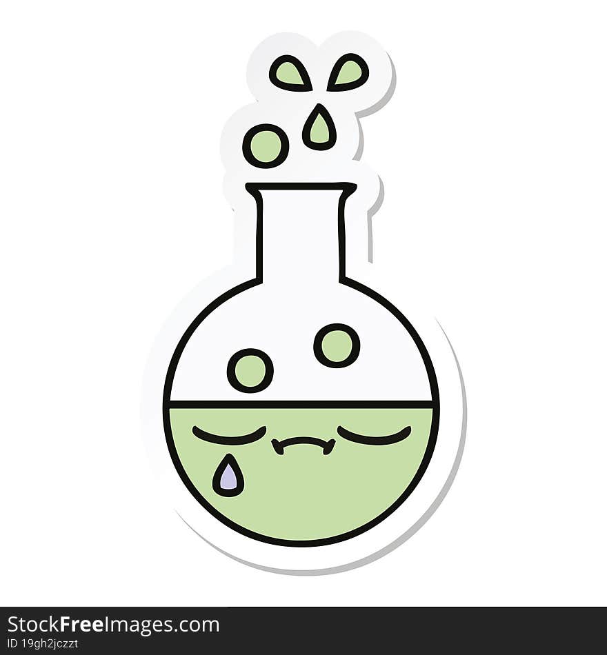 sticker of a cute cartoon test tube