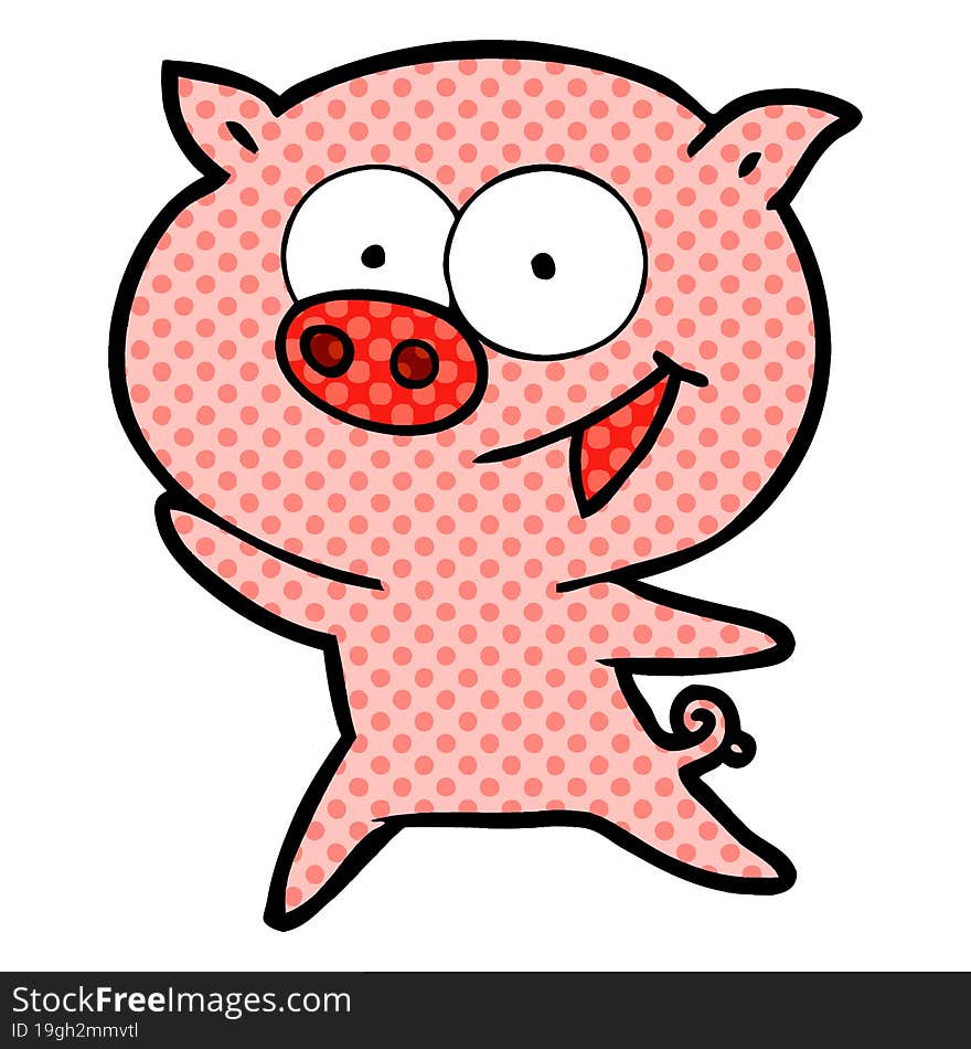 cheerful pig cartoon. cheerful pig cartoon