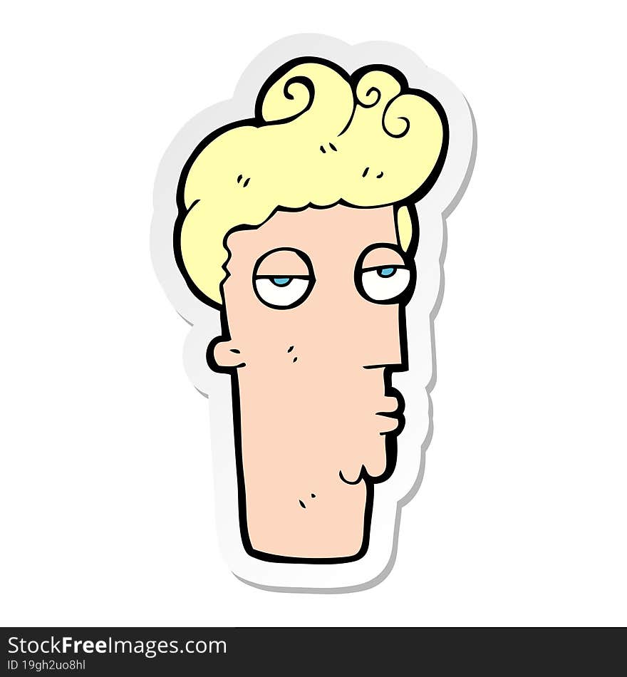 sticker of a cartoon bored mans face