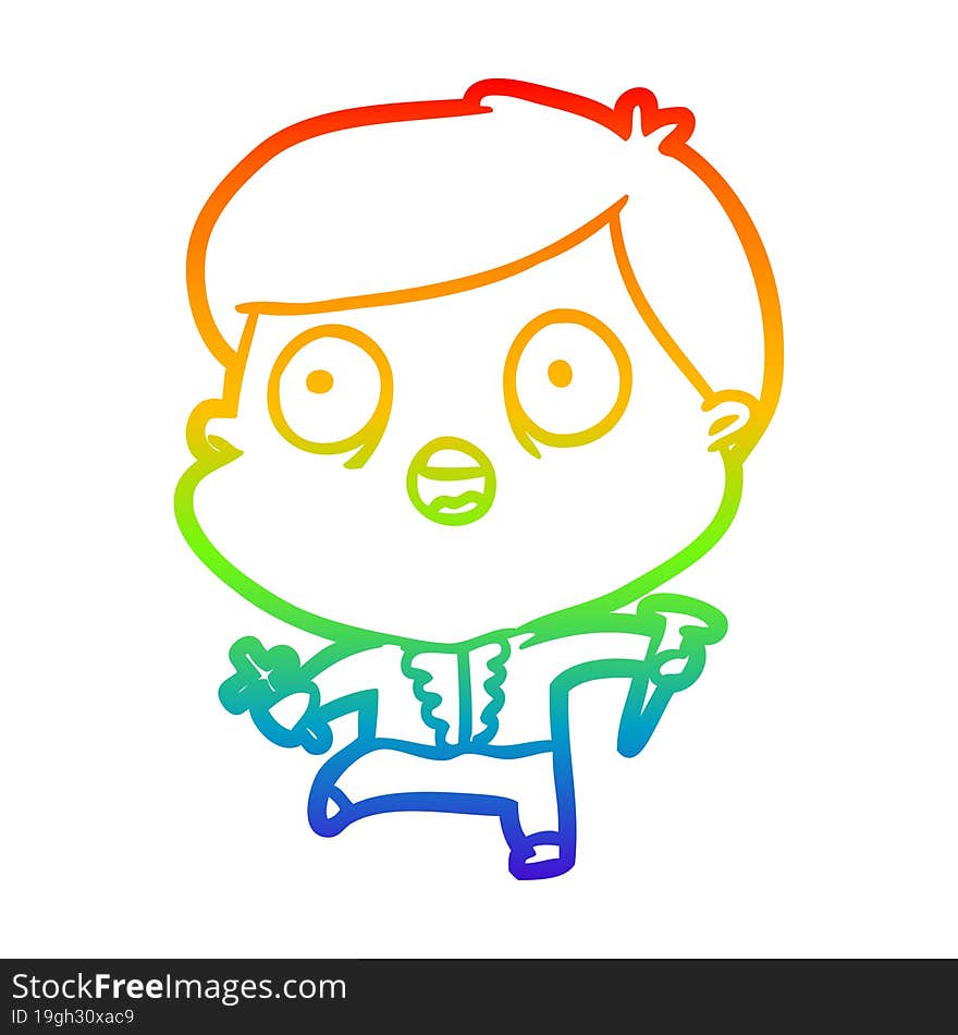 rainbow gradient line drawing of a frightened man hunting halloween vampires