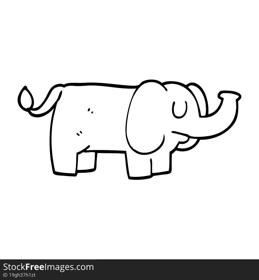 Line Drawing Cartoon Funny Elephant