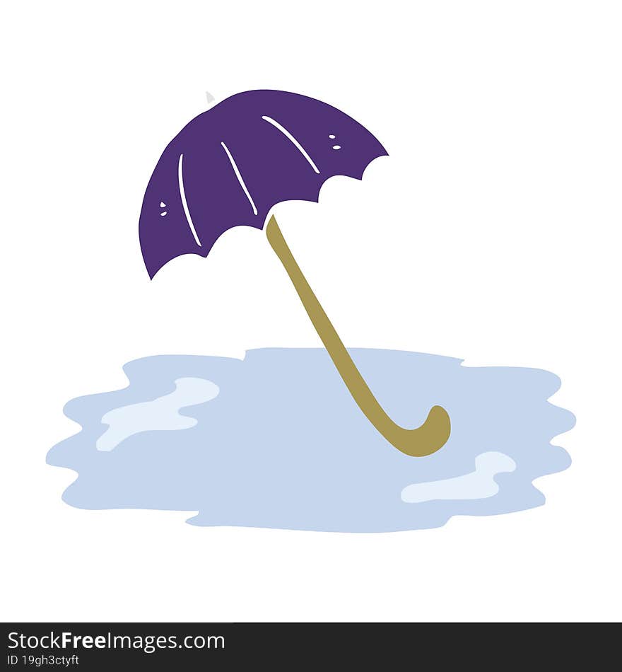 Flat Color Illustration Of A Cartoon Wet Umbrella