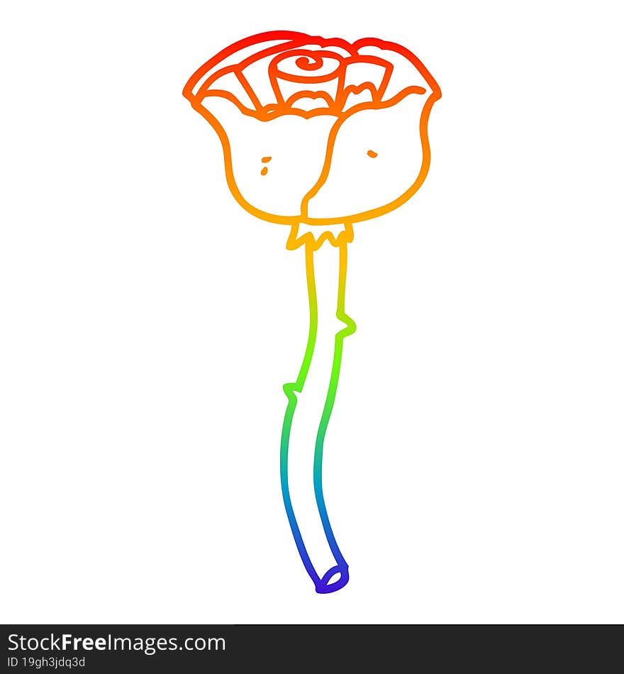 rainbow gradient line drawing of a cartoon flower