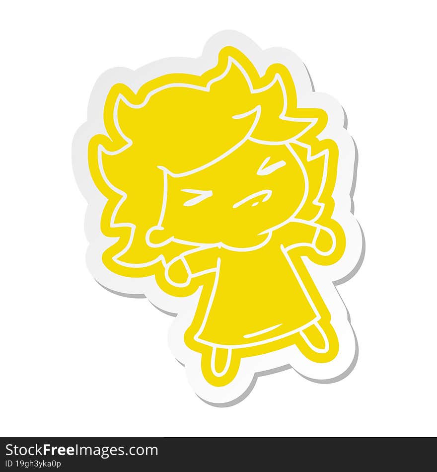 cartoon sticker of a cute kawaii girl