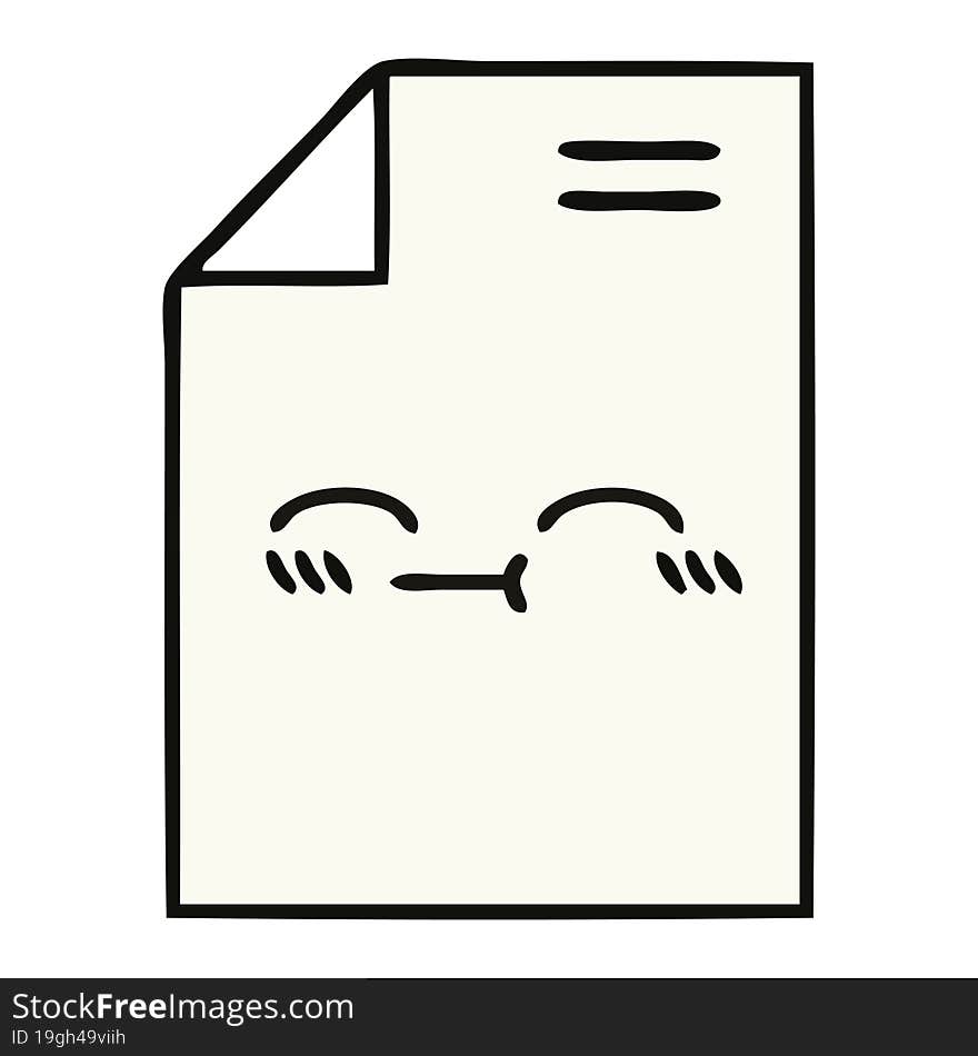 cute cartoon of a sheet of paper. cute cartoon of a sheet of paper