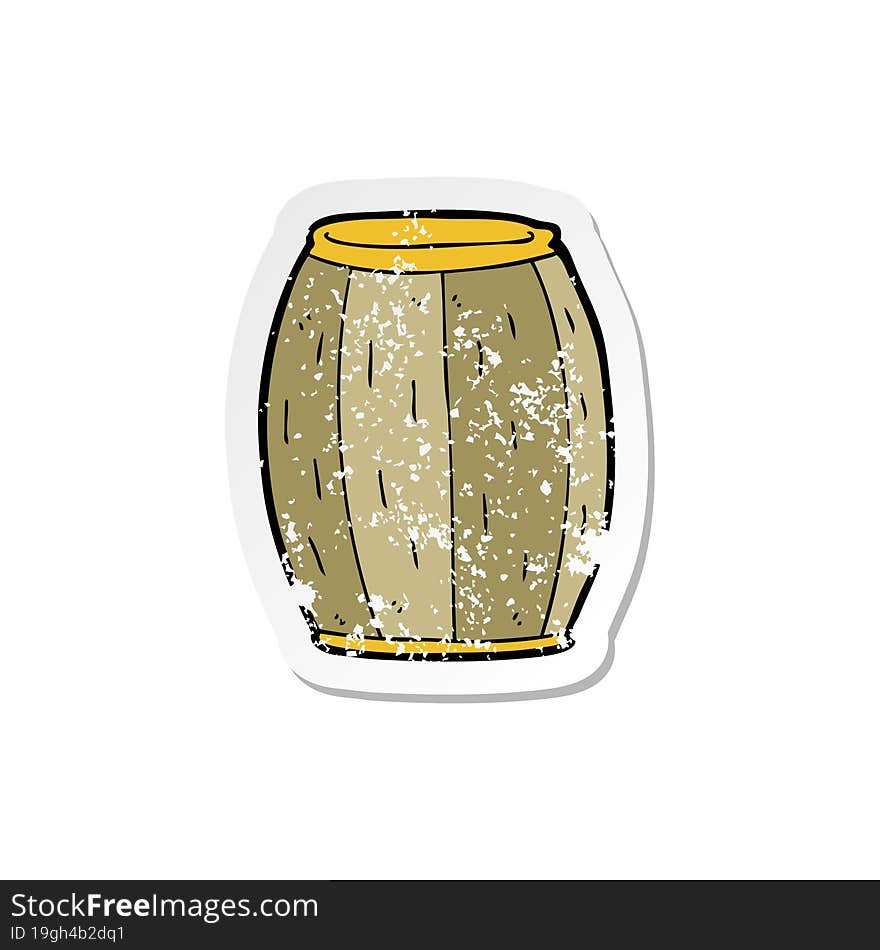 retro distressed sticker of a cartoon beer barrel