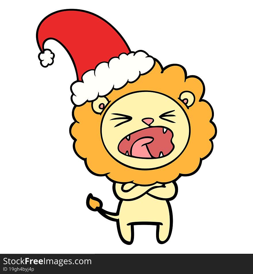 cartoon angry christmas lion. cartoon angry christmas lion