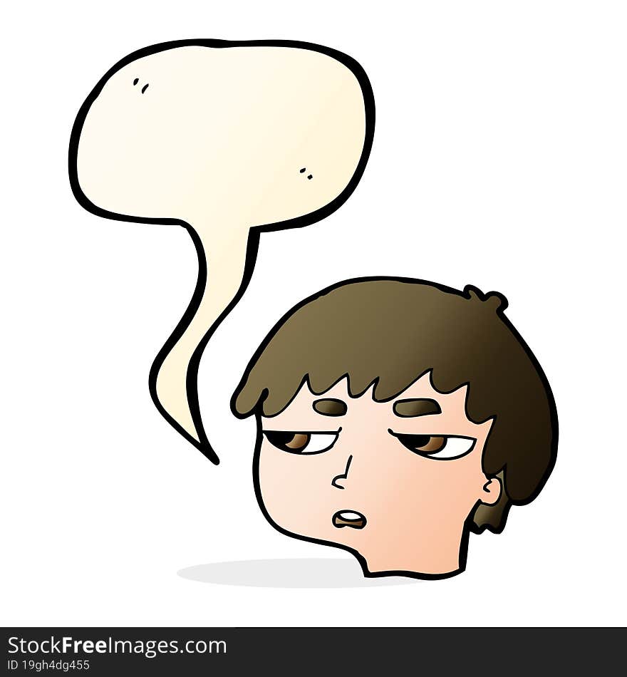 Cartoon Annoyed Boy With Speech Bubble