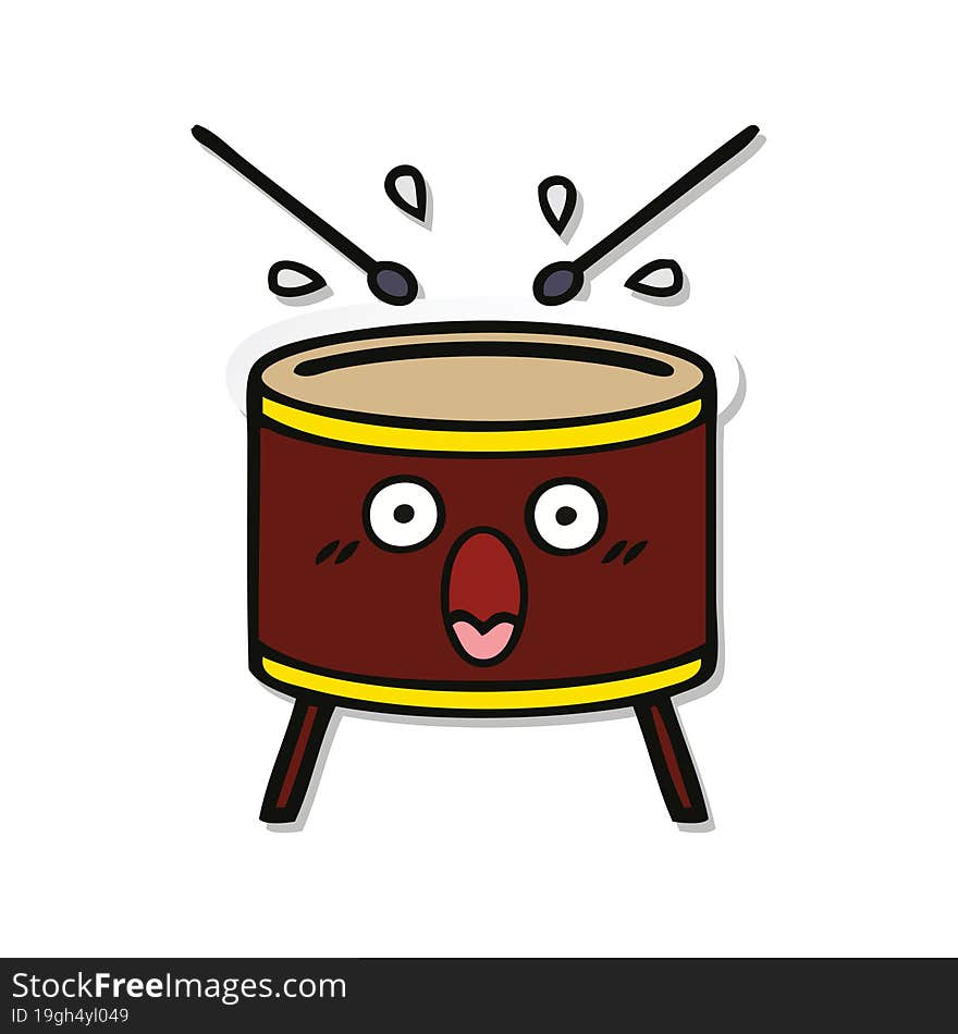 sticker of a cute cartoon drum