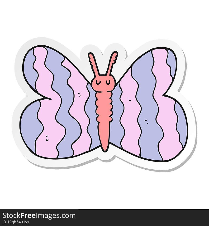 Sticker Of A Cartoon Butterfly