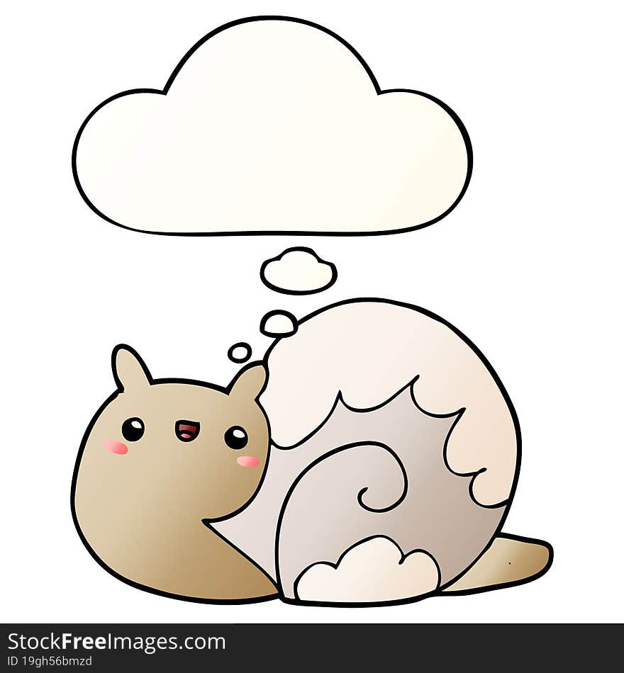 cute cartoon snail with thought bubble in smooth gradient style