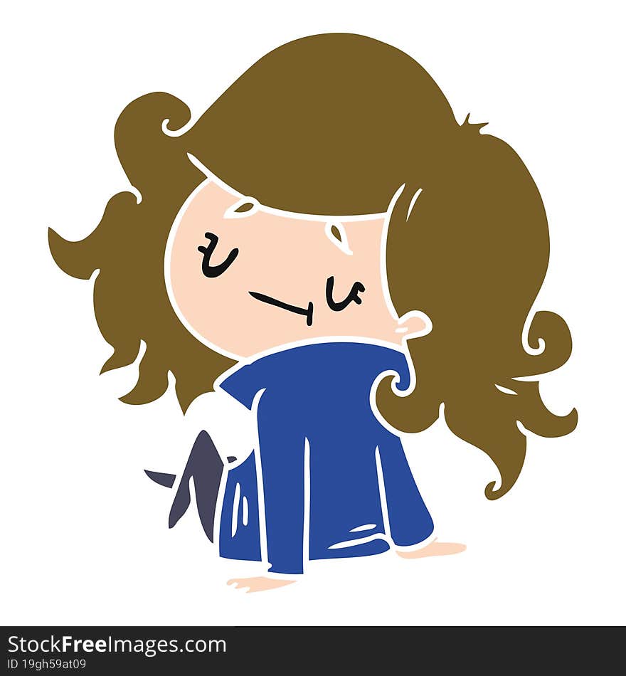 cartoon illustration of a cute kawaii girl. cartoon illustration of a cute kawaii girl