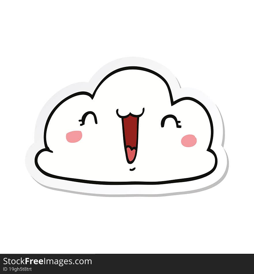 Sticker Of A Cute Cartoon Cloud