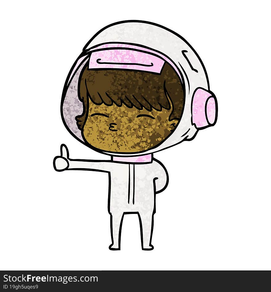 cartoon curious astronaut giving thumbs up. cartoon curious astronaut giving thumbs up