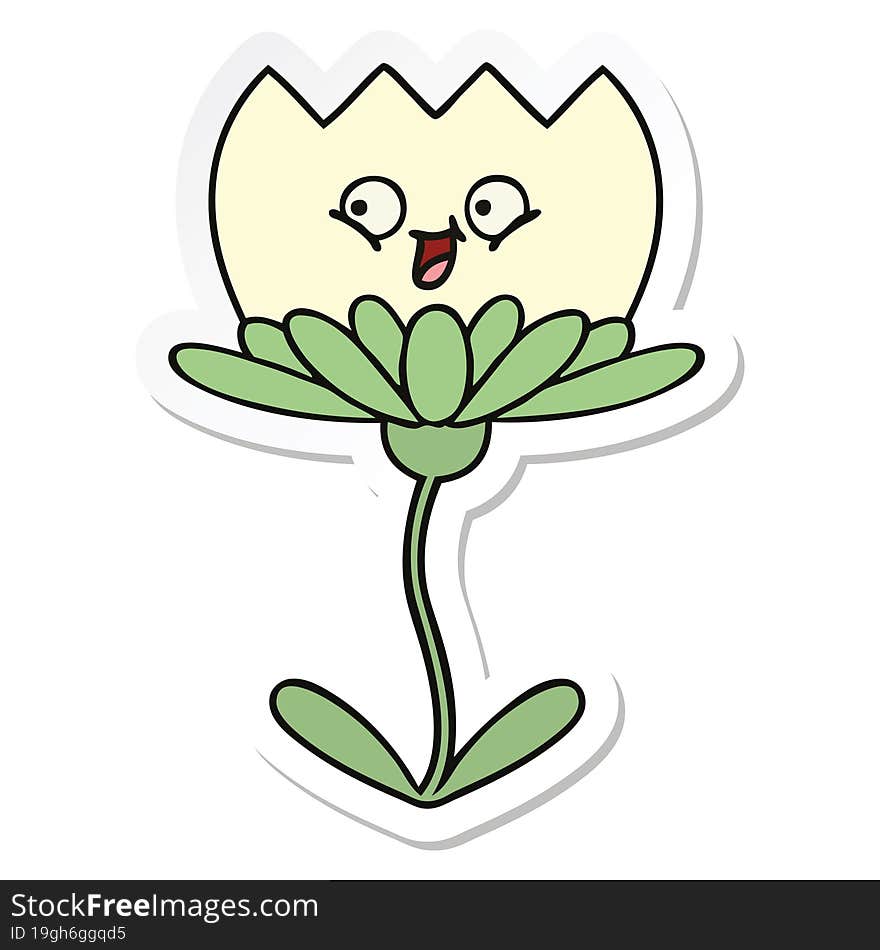 sticker of a cute cartoon flower