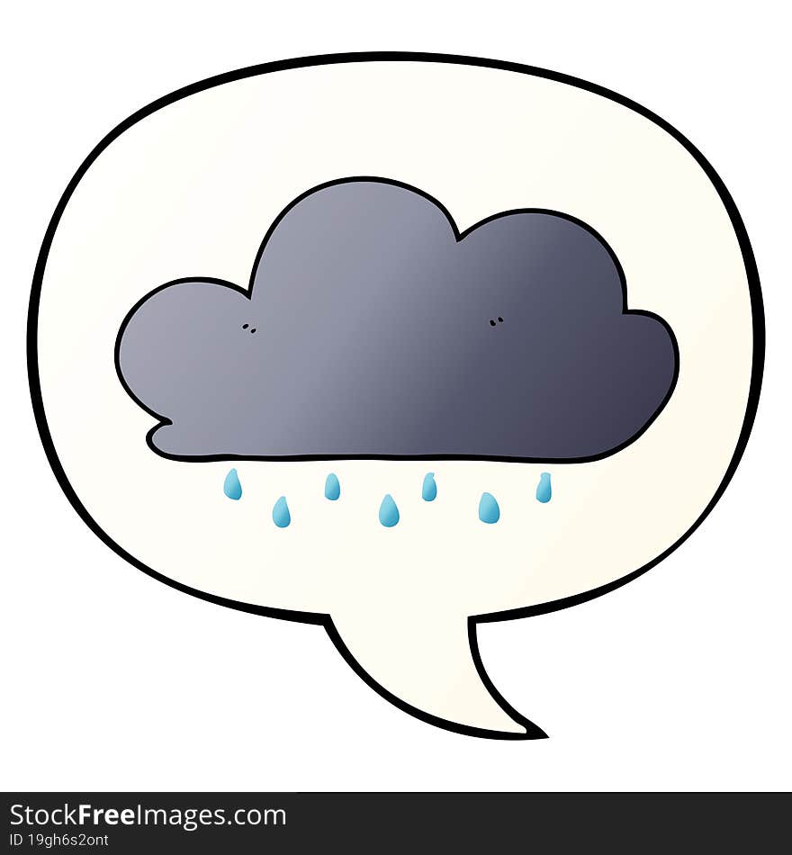 Cartoon Rain Cloud And Speech Bubble In Smooth Gradient Style