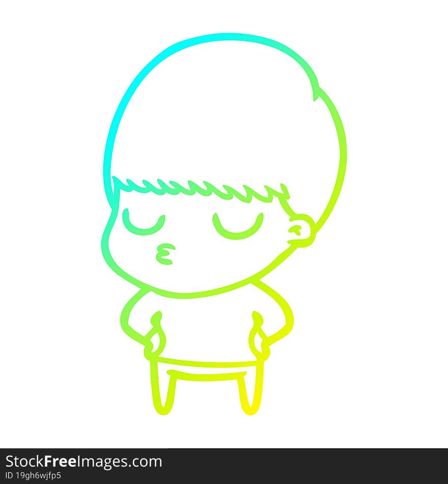 cold gradient line drawing cartoon calm boy