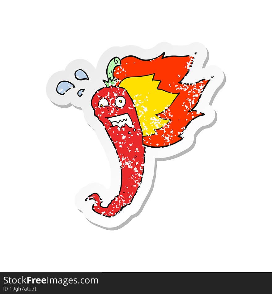 retro distressed sticker of a hot chilli pepper cartoon