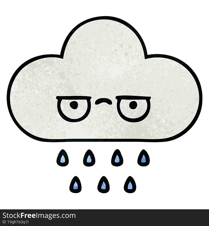 Retro Grunge Texture Cartoon Rain Cloud