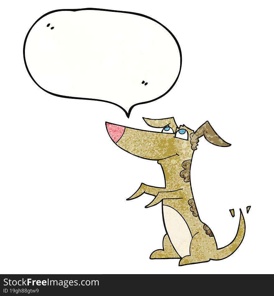 speech bubble textured cartoon dog