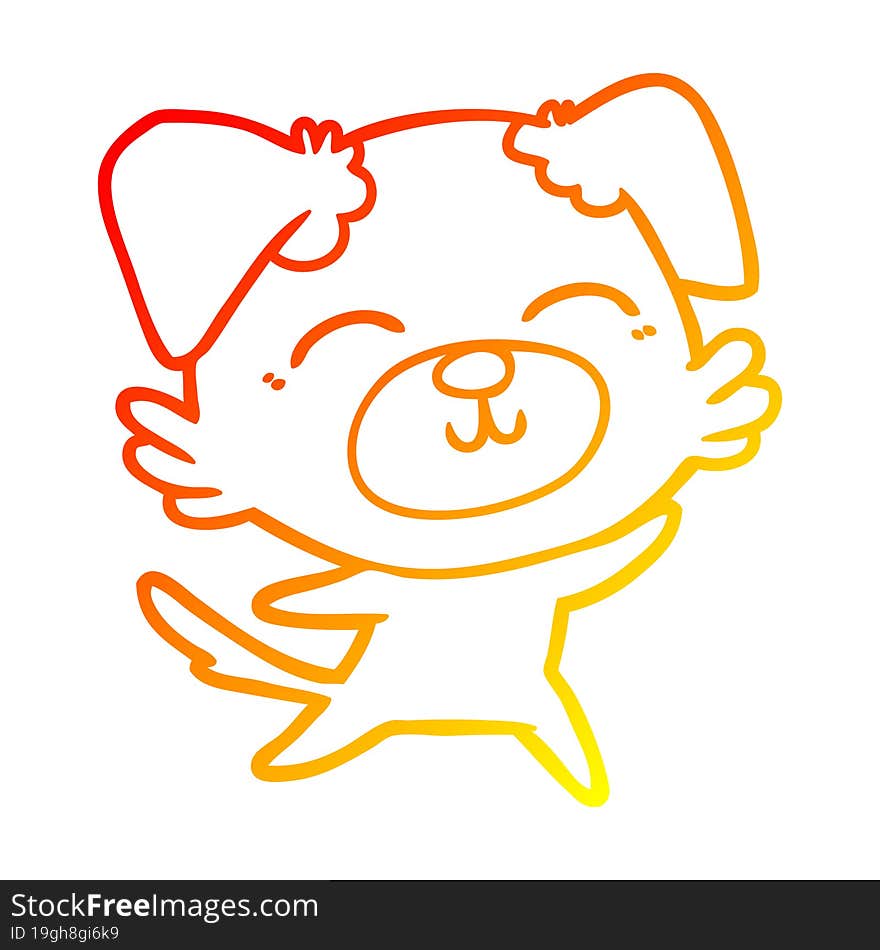 warm gradient line drawing of a cartoon dog