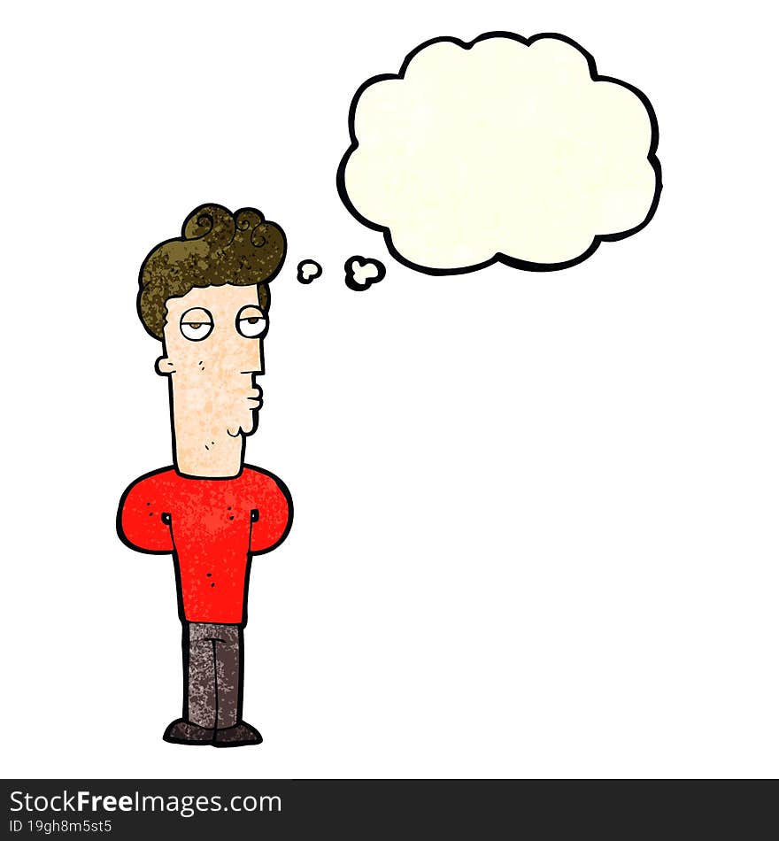 Cartoon Bored Man With Thought Bubble