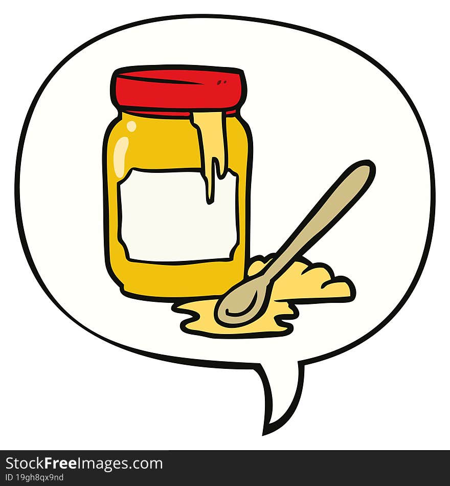 cartoon jar of honey and speech bubble