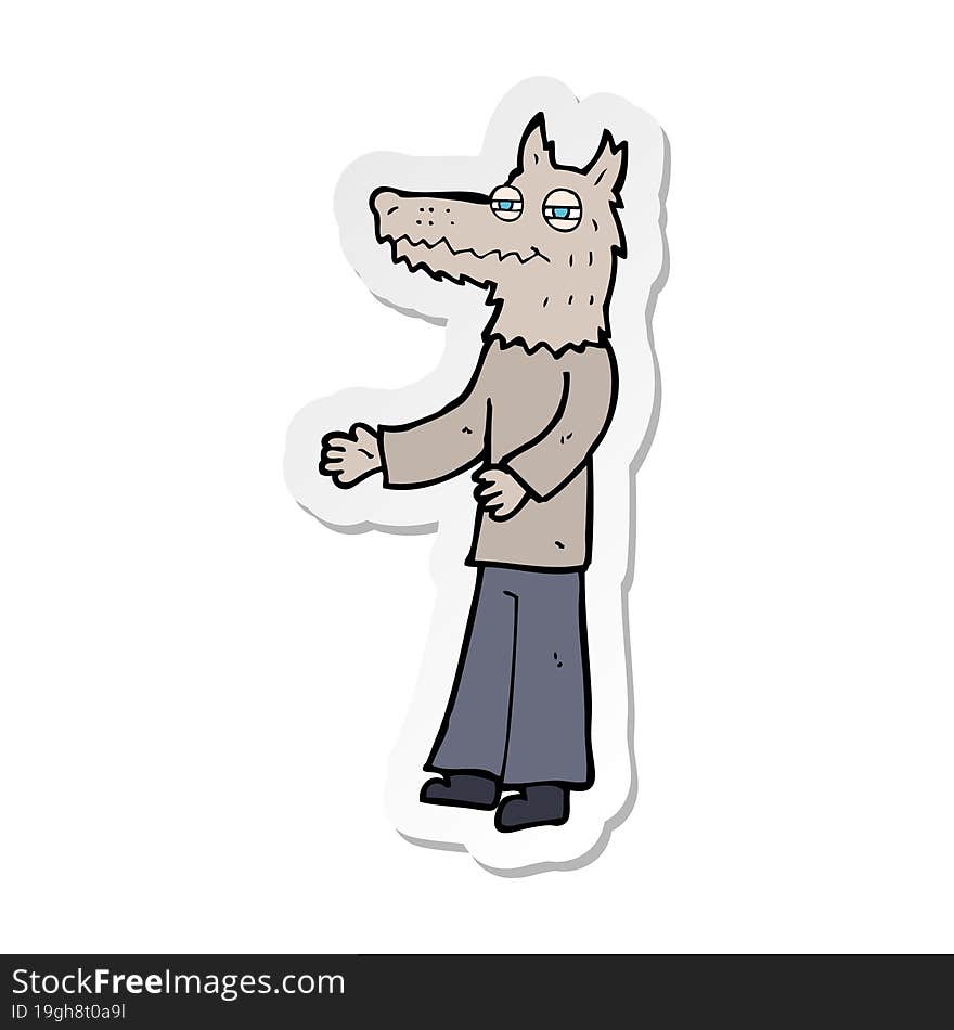 sticker of a cartoon wolf man