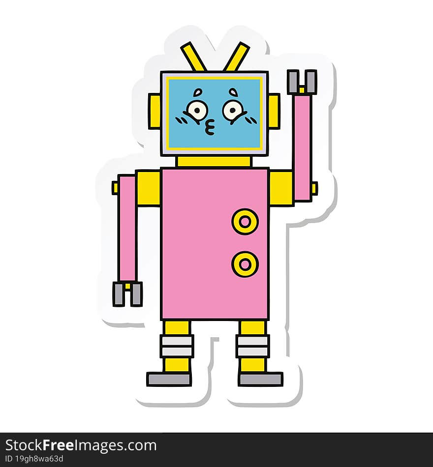 Sticker Of A Cute Cartoon Robot