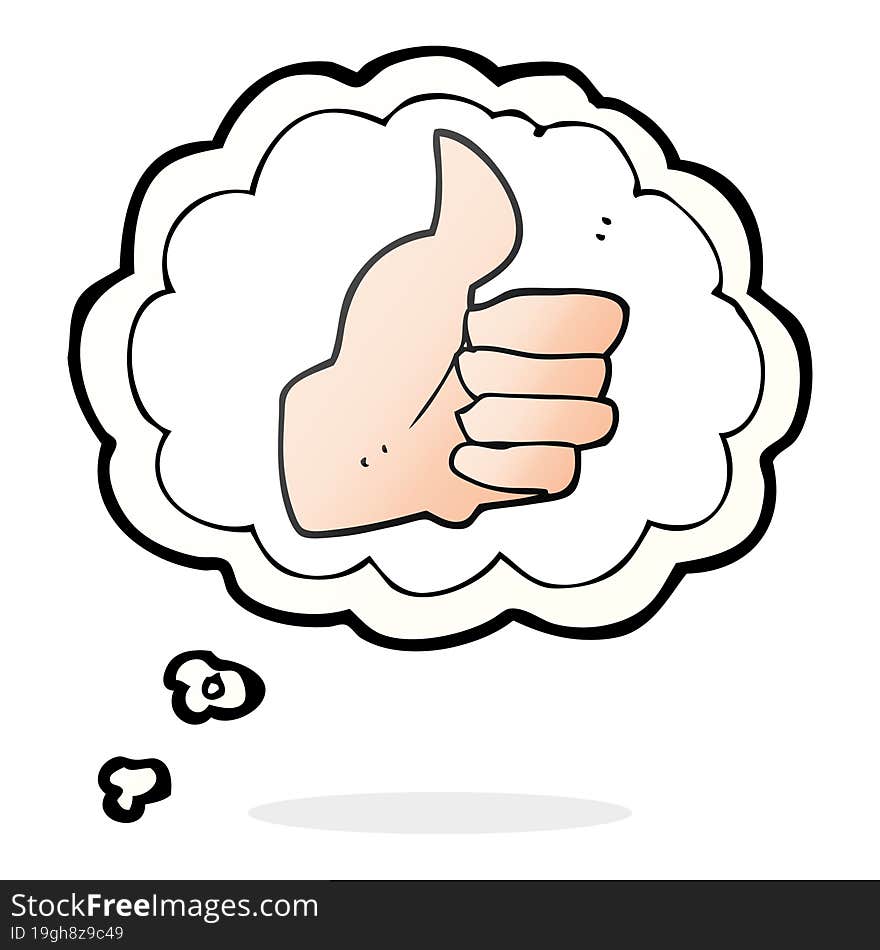 freehand drawn thought bubble cartoon thumbs up symbol