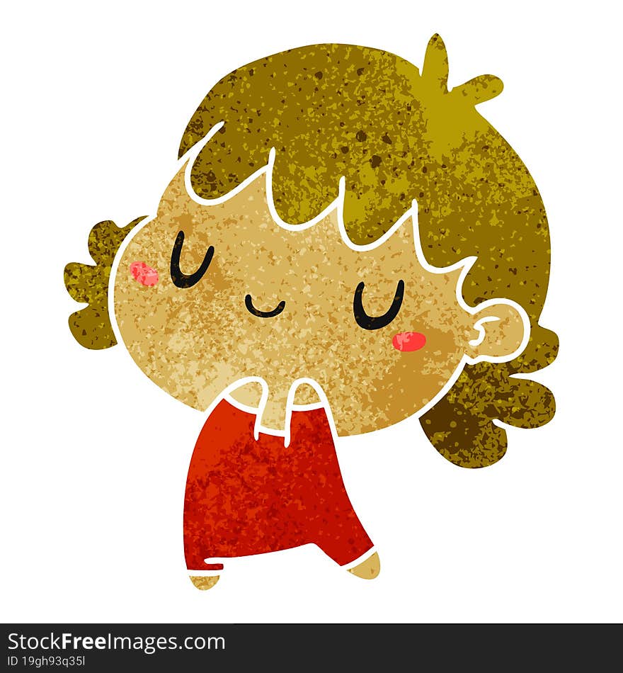 retro cartoon illustration of a cute kawaii girl. retro cartoon illustration of a cute kawaii girl