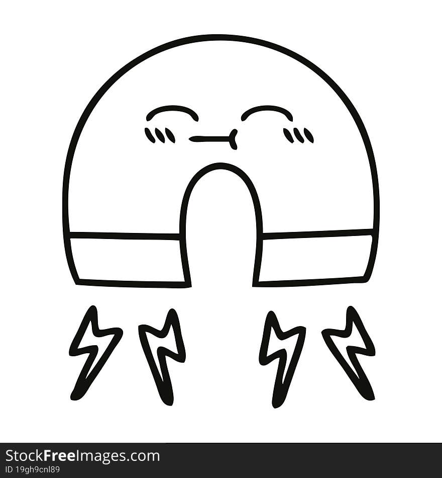 line drawing cartoon of a magnet. line drawing cartoon of a magnet