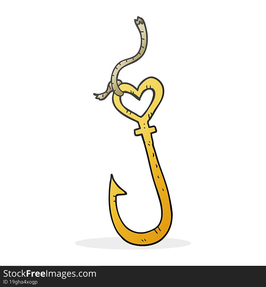 cartoon love heart fish hook