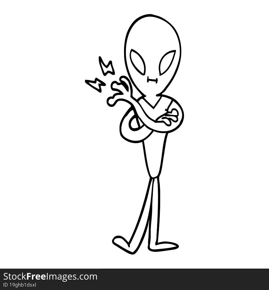 Line Drawing Cartoon Alien