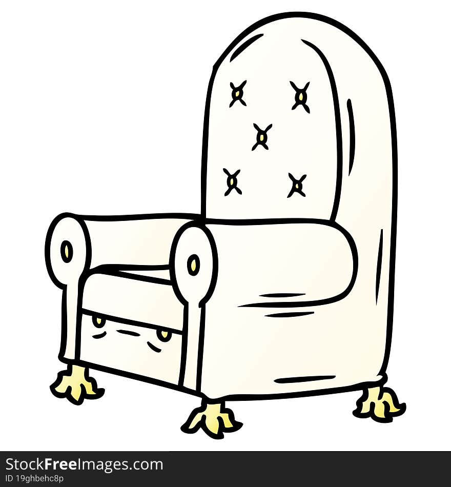 gradient cartoon doodle of a blue arm chair