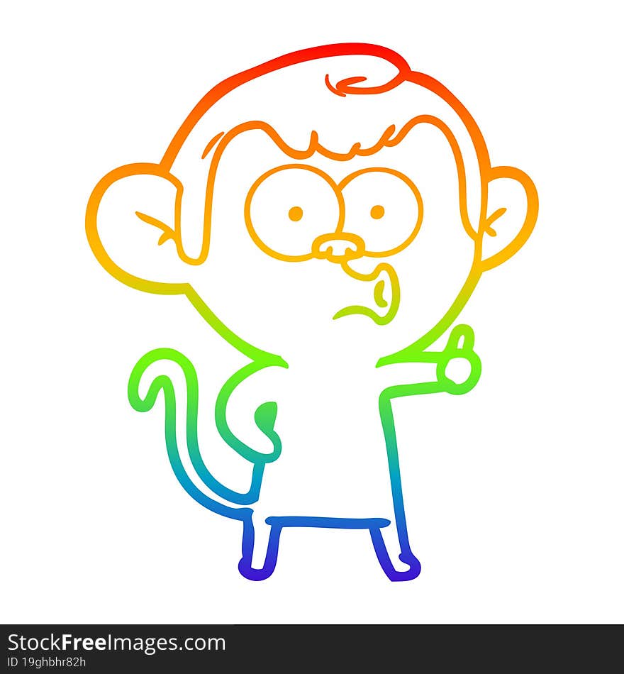 rainbow gradient line drawing cartoon hooting monkey