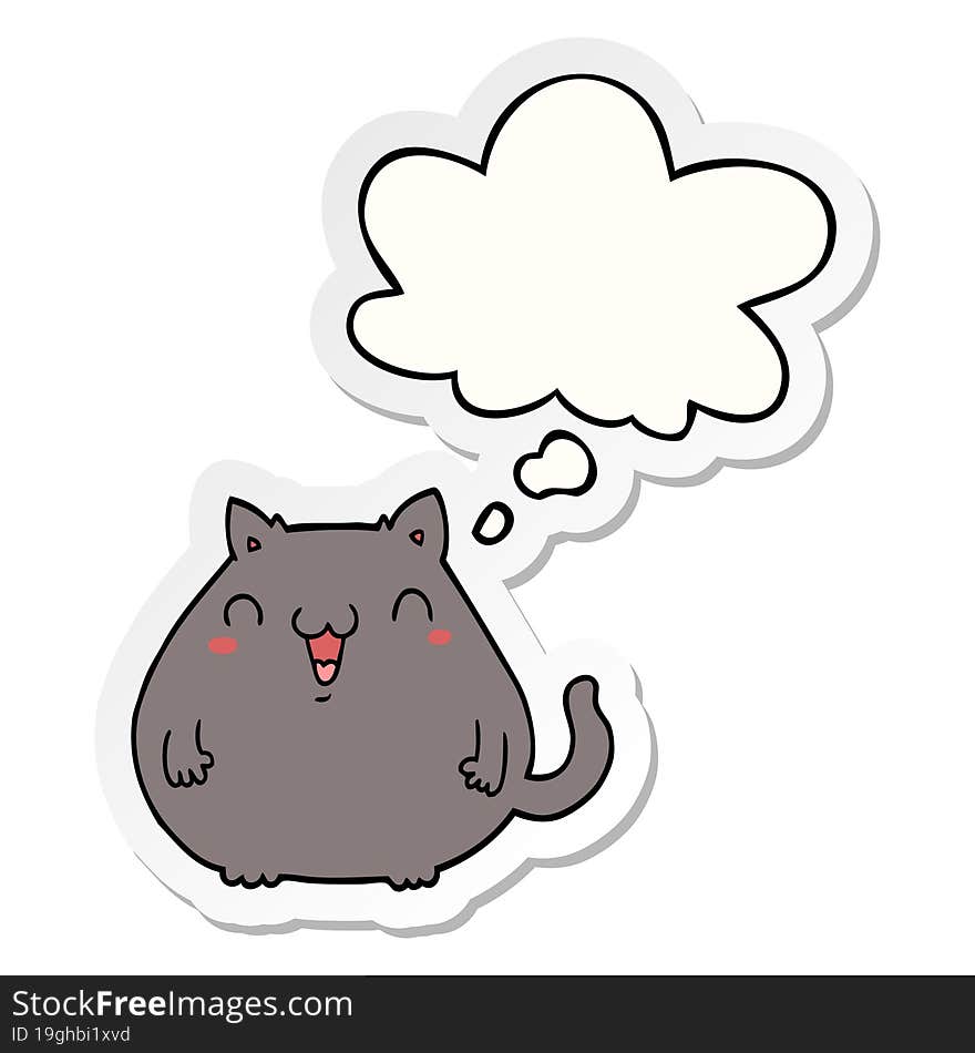 cartoon cat and thought bubble as a printed sticker