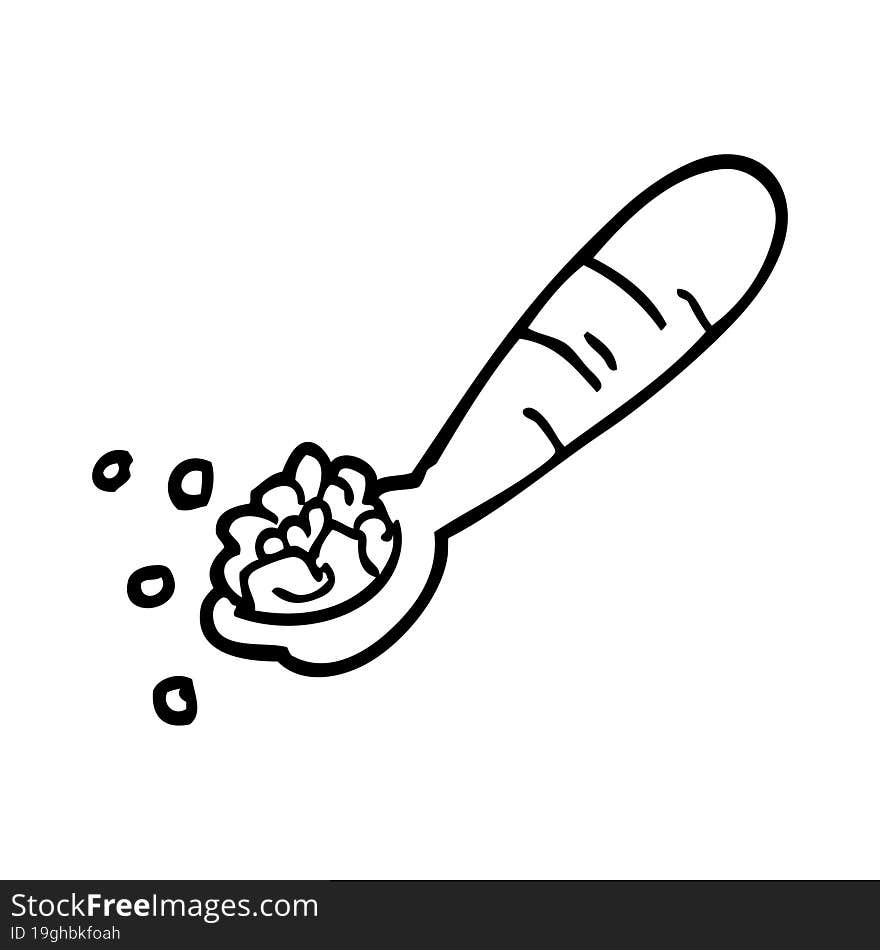 line drawing cartoon spoon of cereal