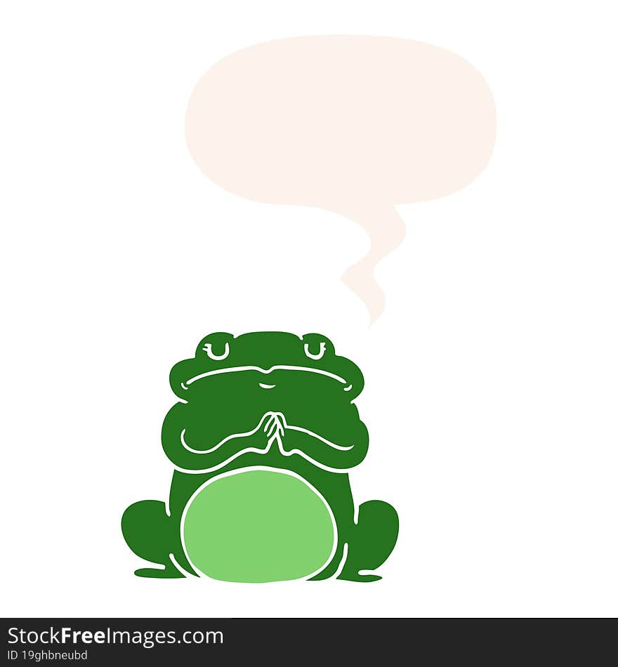 cartoon arrogant frog and speech bubble in retro style