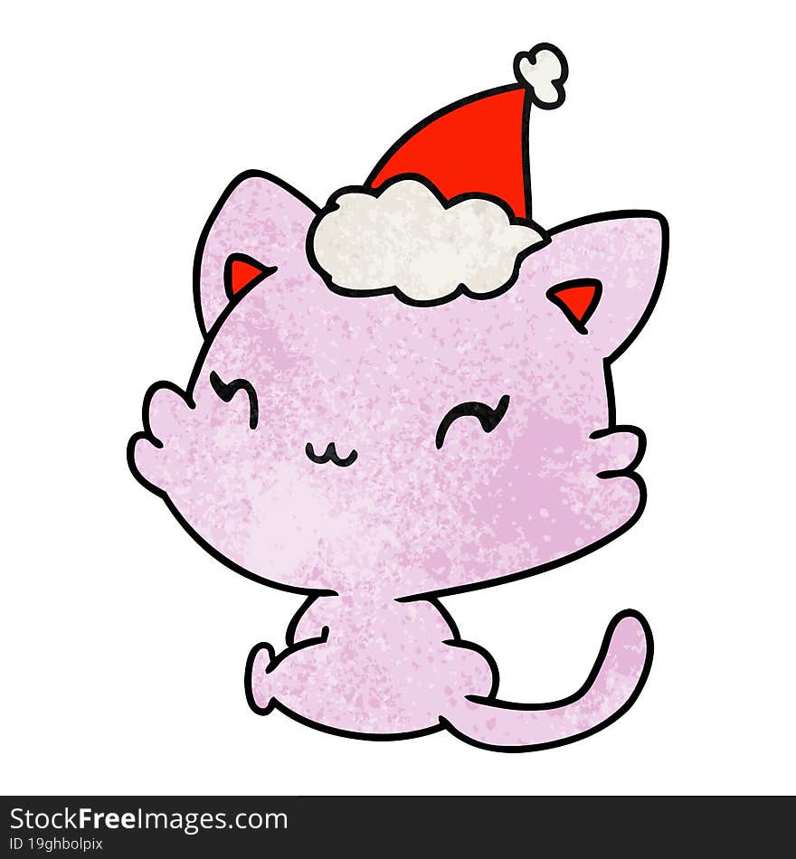 christmas textured cartoon of kawaii cat