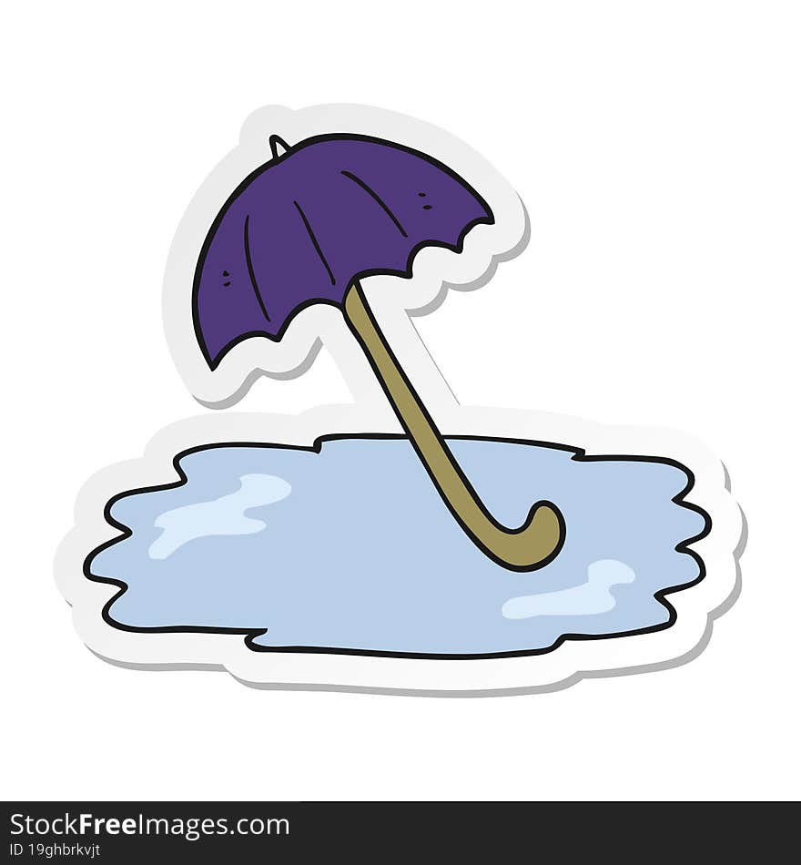 sticker of a cartoon wet umbrella