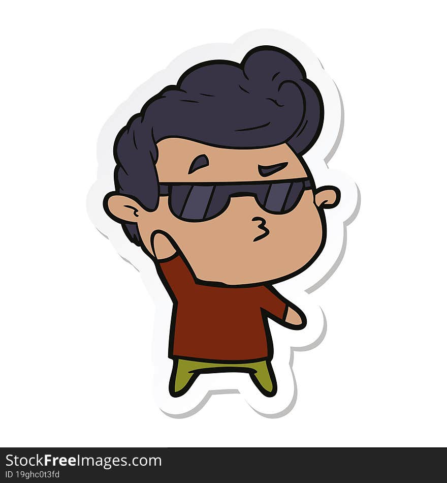 sticker of a cartoon cool guy