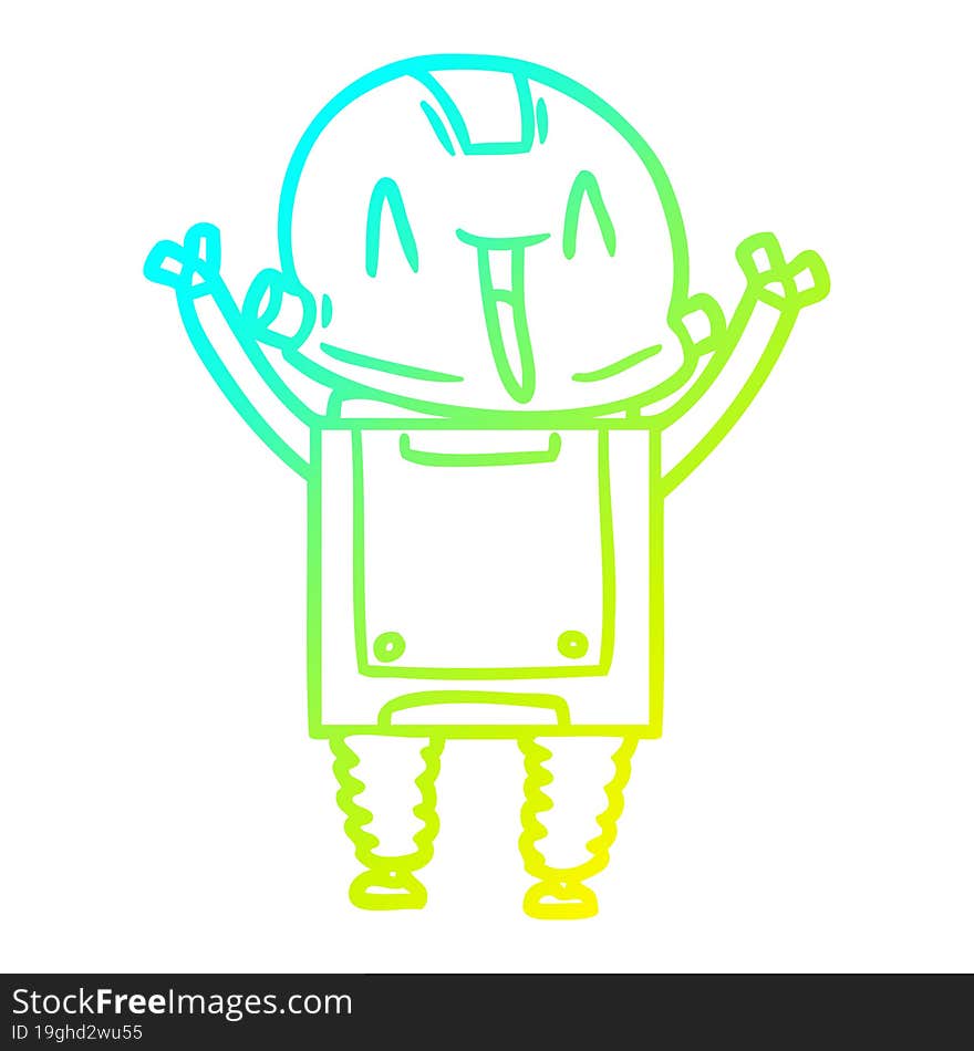 cold gradient line drawing cartoon robot