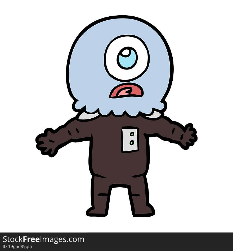 cartoon cyclops alien spaceman. cartoon cyclops alien spaceman