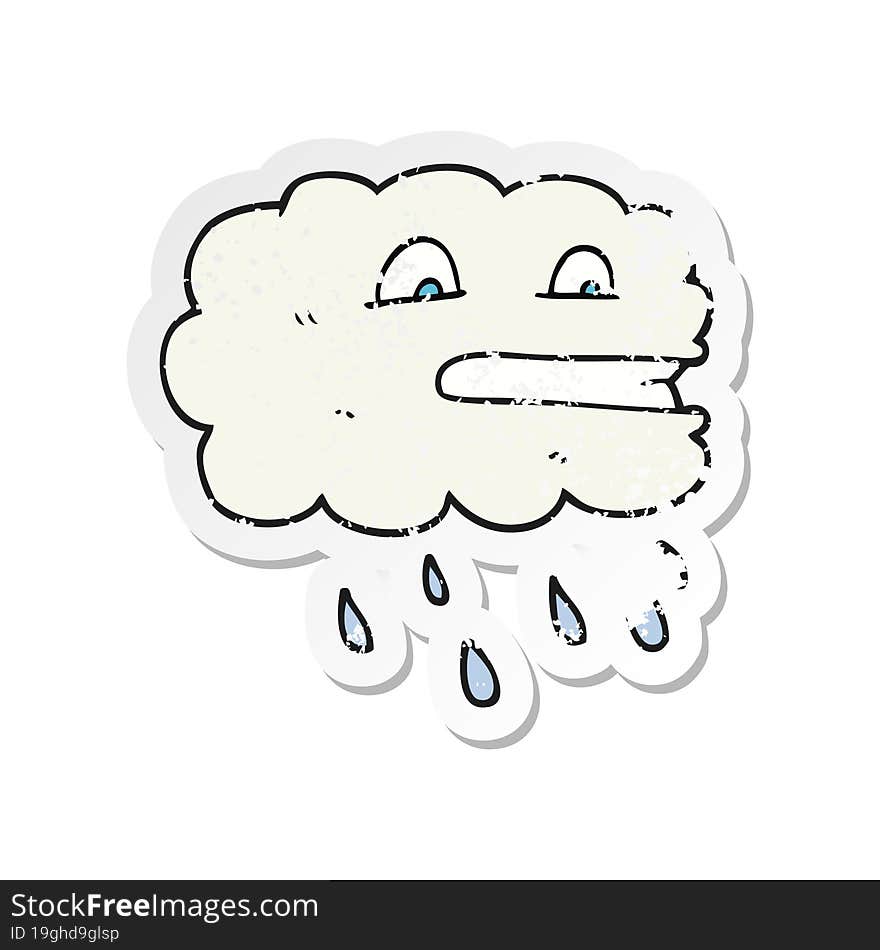 retro distressed sticker of a cartoon rain cloud