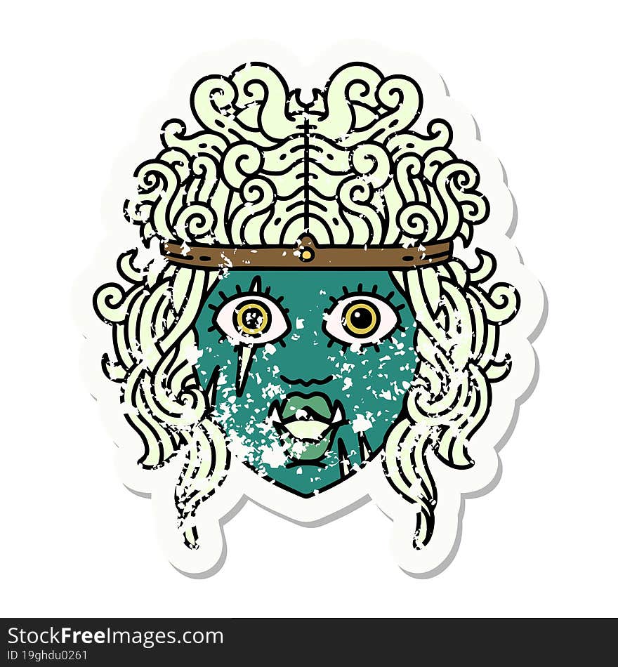 Retro Tattoo Style orc barbarian character face. Retro Tattoo Style orc barbarian character face