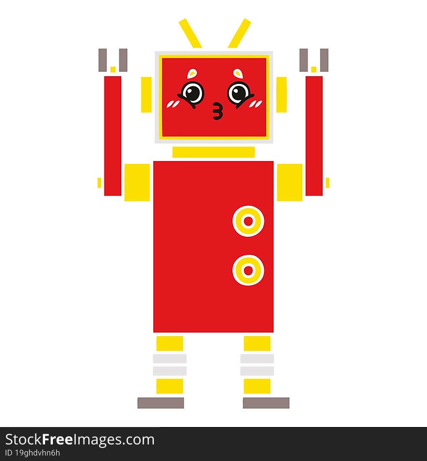 Flat Color Retro Cartoon Robot